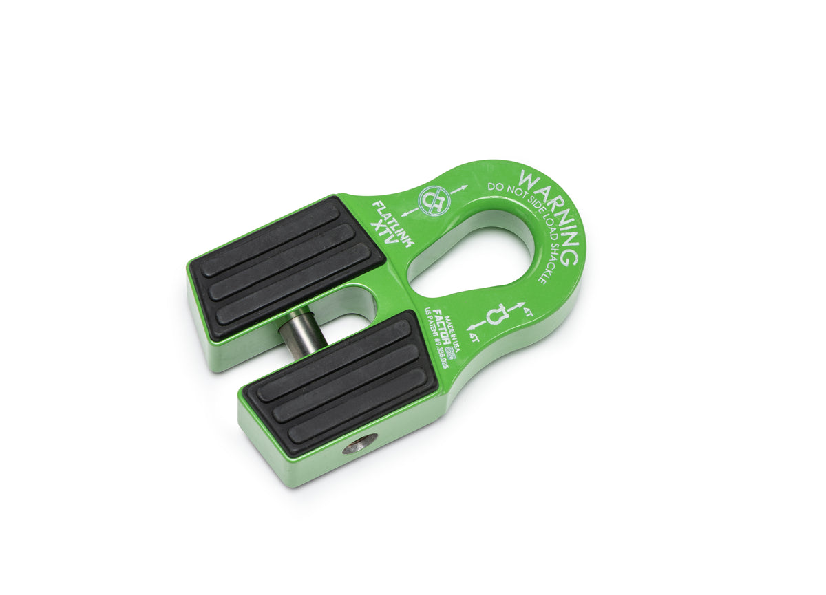 The FlatLink XTV replaces the conventional winch hook on powersports vehicles with a versatile shackle mount and stows neatly against the fairlead
