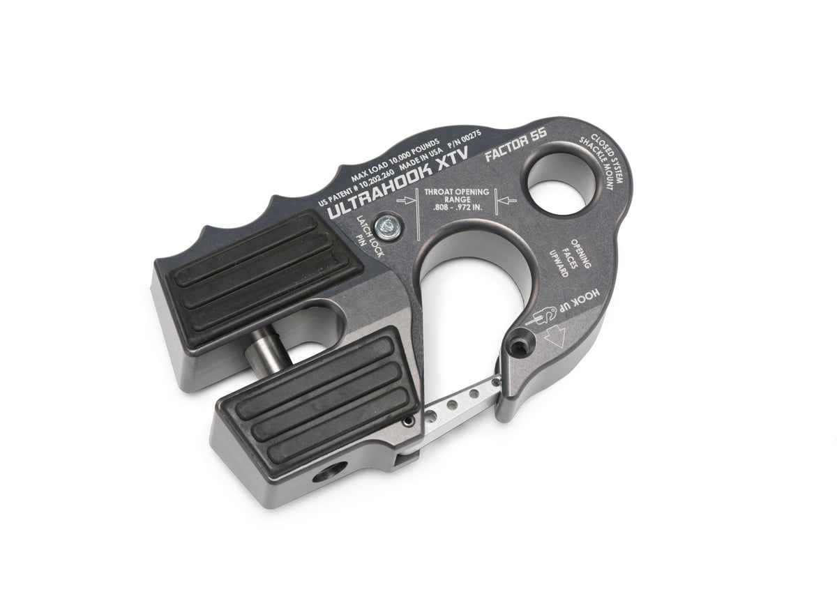 The Ultrahook XTV is the world's safest and fastest winch hook that was developed to meet the needs of off-road racers who needed the speed of a hook with the functionality of closed system winching