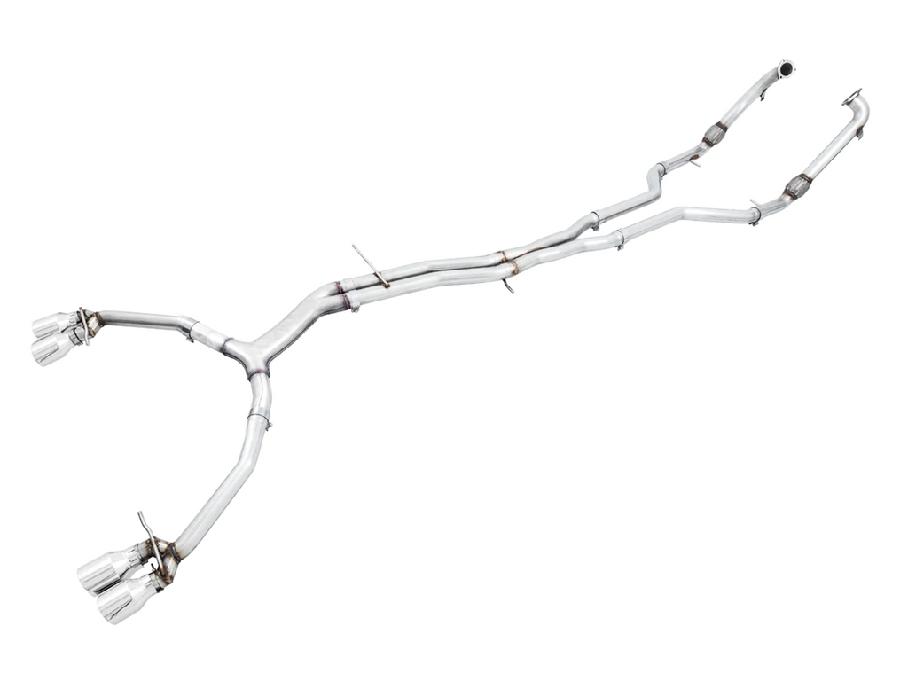 AWE Track Edition Exhaust for Audi B9 S5 Sportback - 4" Chrome Silver Tips