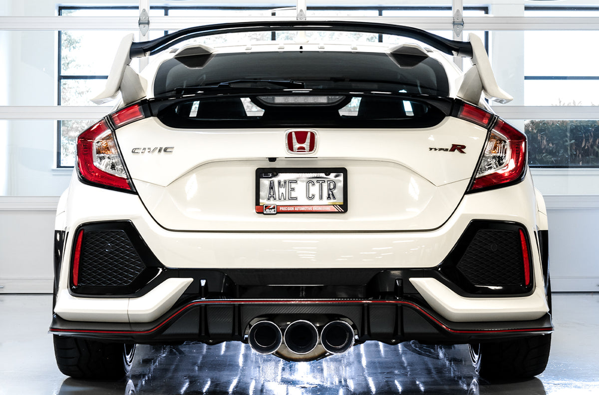 AWE Track Edition Exhaust for FK8 Civic Type R (includes Front Pipe) - Triple Chrome Silver Tips