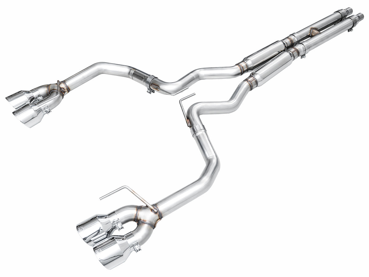 AWE Track Edition Exhaust for S650 Ford Mustang Dark Horse - Quad Chrome Silver Tips