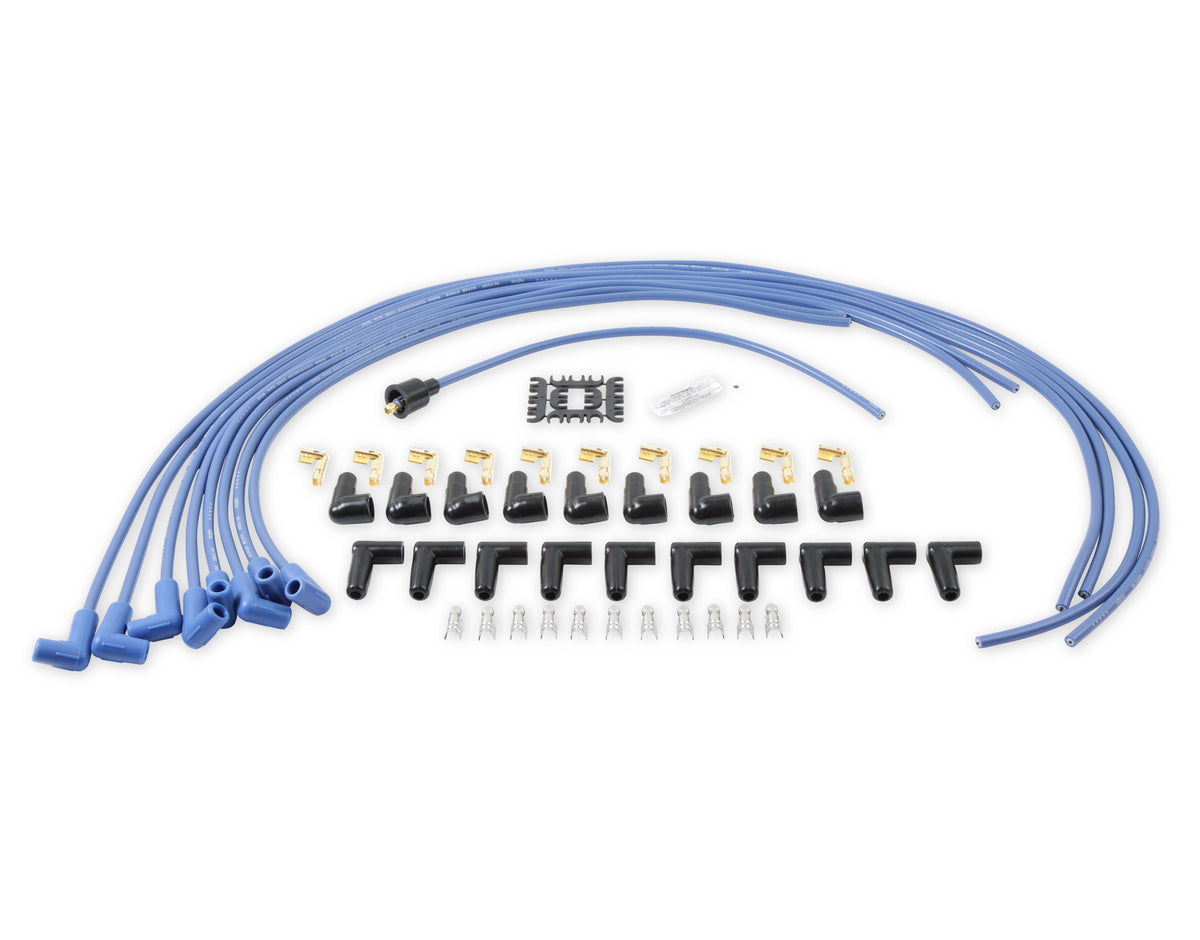 Spark Plug Wire Set- 8mm - Blue Wire with Blue 90 Deg Boots - 4041B, Spark Plug Wires, Super Stock, Spiral Core, 8mm, Blue, Set