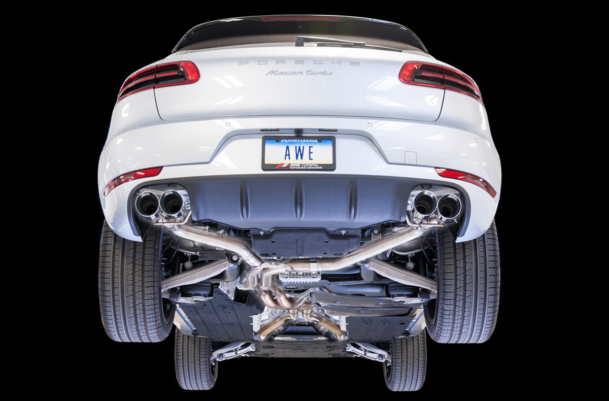 AWE Track Edition Axleback Exhaust for Porsche Macan S / GTS / Turbo - Chrome Silver 102mm Tips