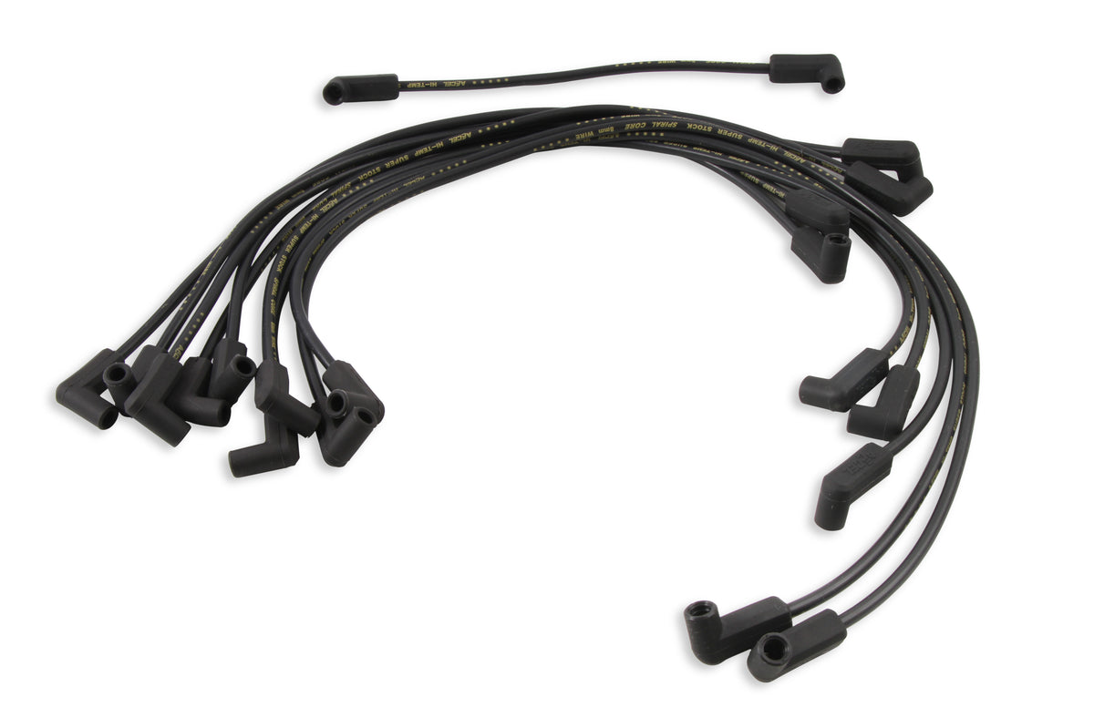 Spark Plug Wire Set- 8mm - Super Stock - Custom - Black Wire - Custom spark plug wire set - 500 Ohms/Ft Sprial Core - SBC 1987-1995 V8