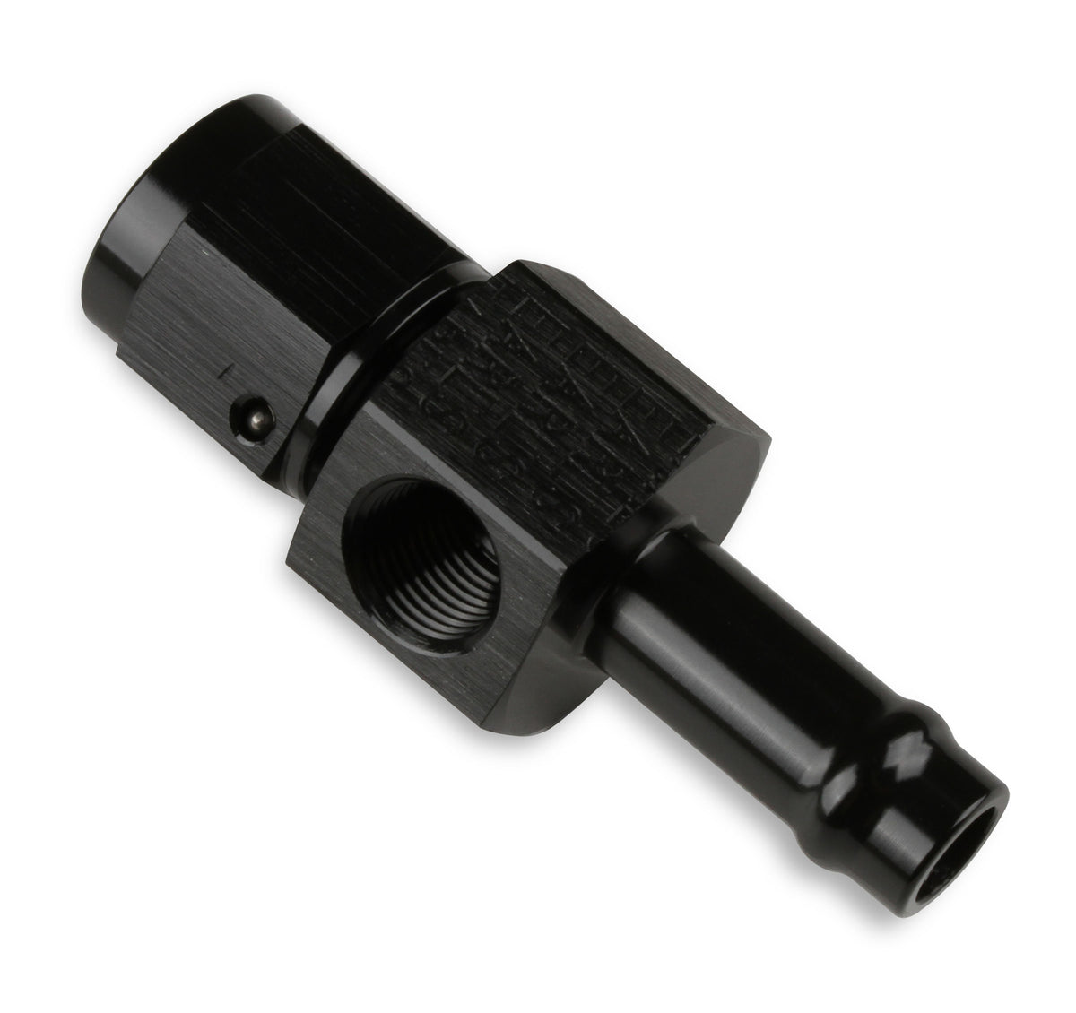 3/8 Vapor Guard Barb to -6 Female w/ 1/8 NPT Gage Port
