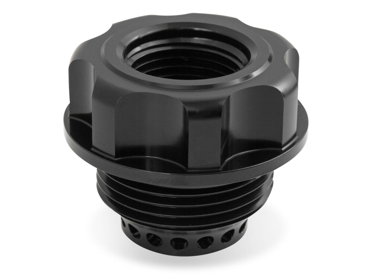 Oil Fill Cap w/ Baffle & -10 ORB Port - Fits Holley Cast Aluminum Valve Covers for the GM LS Series Engines w/ 1-5/16"-12 Threads on the Cap.