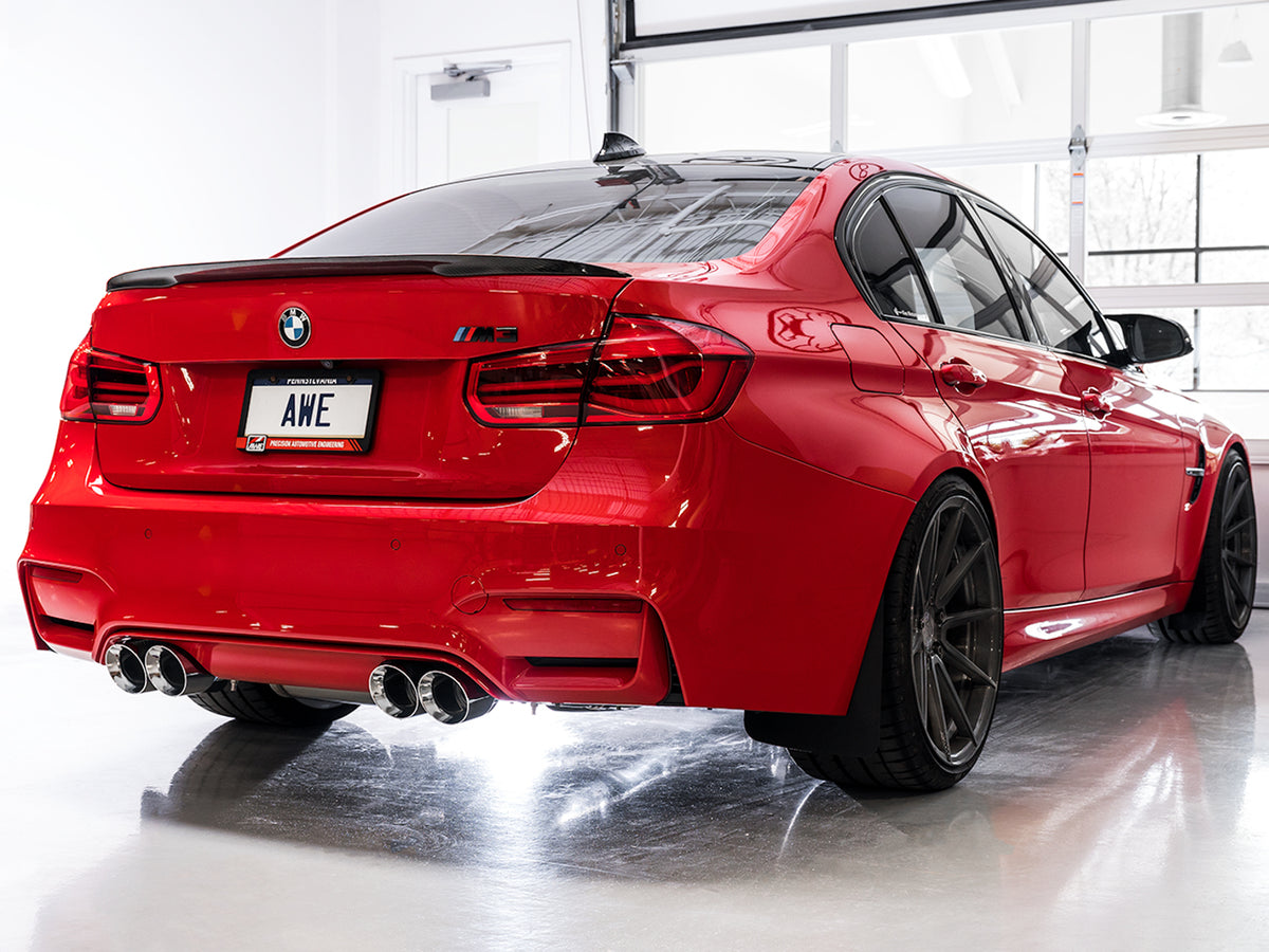 AWE Track Edition Catback Exhaust for BMW F8X M3/M4 - 4" Chrome Silver Tips