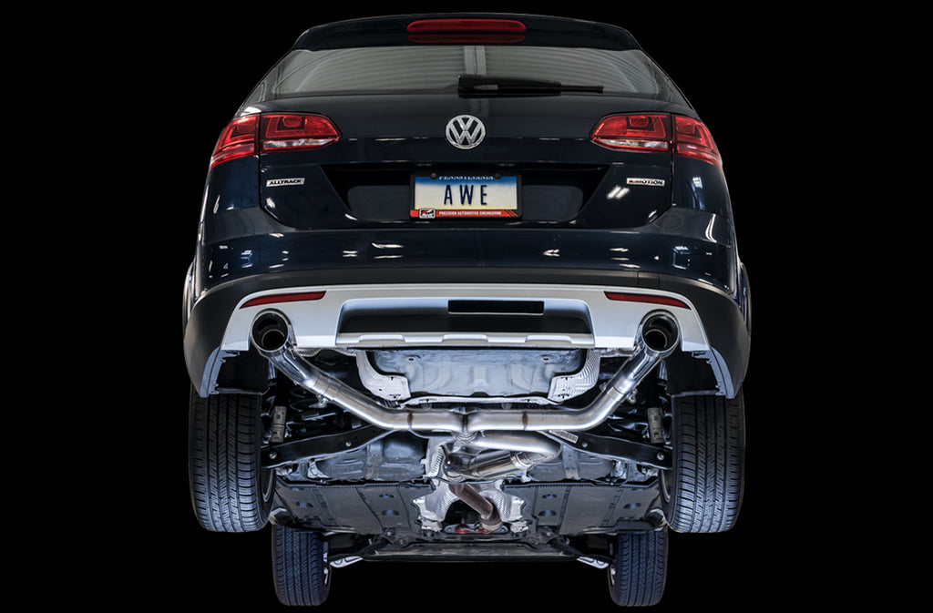 AWE Track Edition Exhaust for VW Golf Alltrack / Sportwagen 4Motion - Chrome Silver Tips