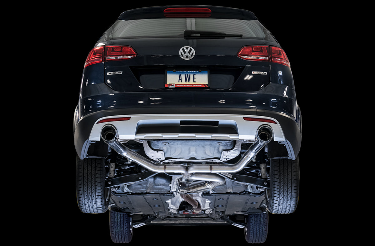 AWE Track Edition Exhaust for VW Golf Alltrack / Sportwagen 4Motion - Chrome Silver Tips