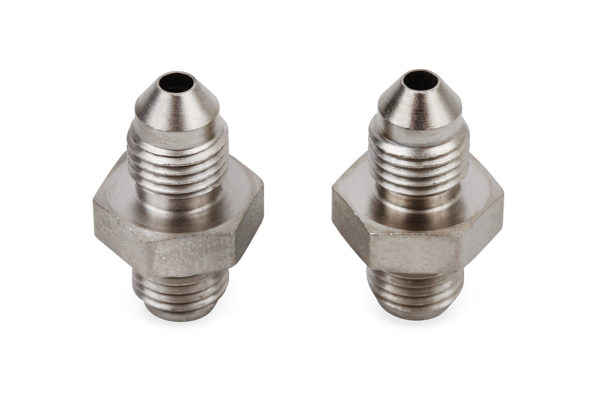 Brake Adapter Thread Size -3AN To 3/8"-24 Inverted Flare 2 Per Package Electroless Nickel Plated Short Steel