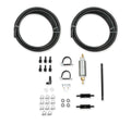 Fuel System Plumbing Kit w/ 40' of 3/8" Vapor Guard™ Fuel Hose, Electric Fuel Pump, Billet Fuel Filters, Bulkhead Fuel Fitting for Return Line to Tank, and Hardware.