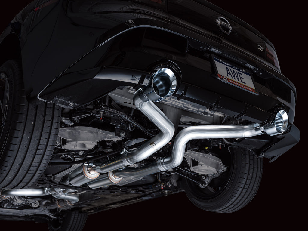 AWE Track Edition Exhaust for Nissan Z - 5” Chrome Silver Tips