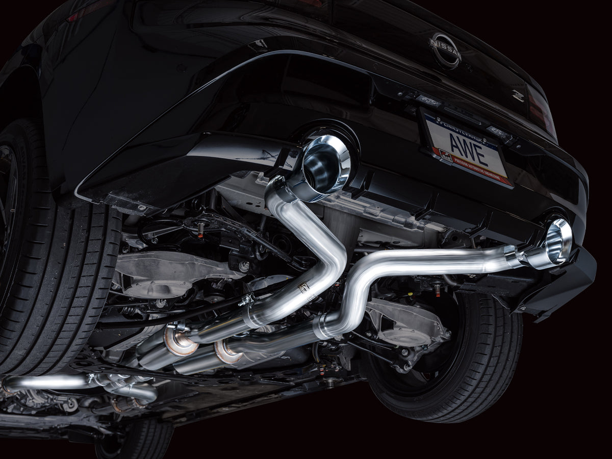 AWE Track Edition Exhaust for Nissan Z - 5” Chrome Silver Tips