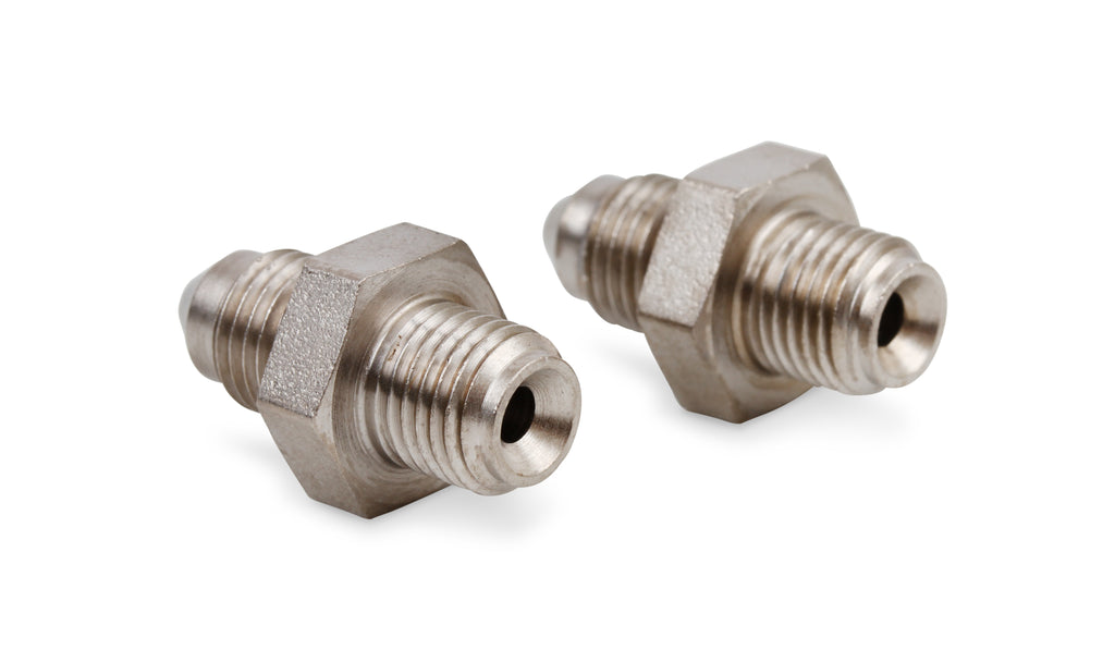 Brake Adapter Thread Size -3AN To 3/8"-24 Inverted Flare 2 Per Package Electroless Nickel Plated Short Steel