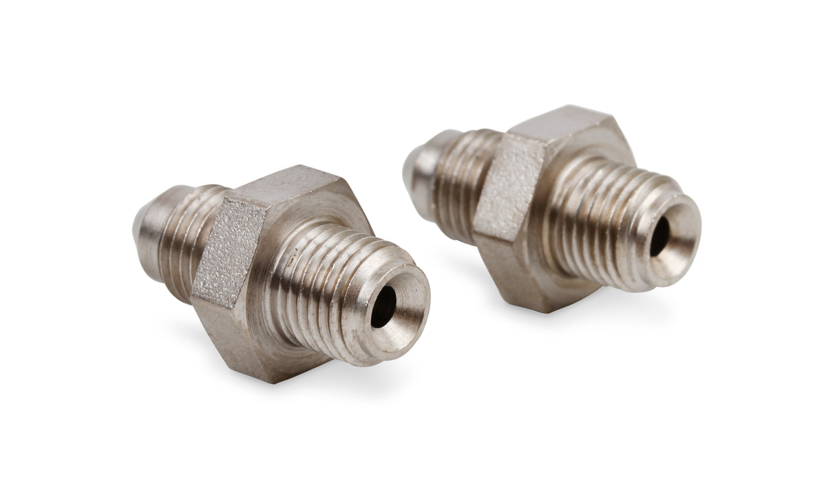 Brake Adapter Thread Size -3AN To 3/8"-24 Inverted Flare 2 Per Package Electroless Nickel Plated Short Steel