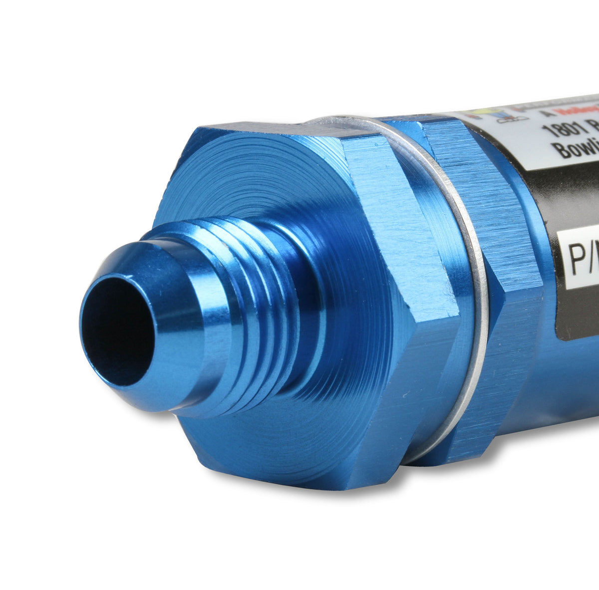 Fuel Filter w/ Sintered Bronze Element - 35 Micron - 4 AN Male Inlet & Outlet - Blue