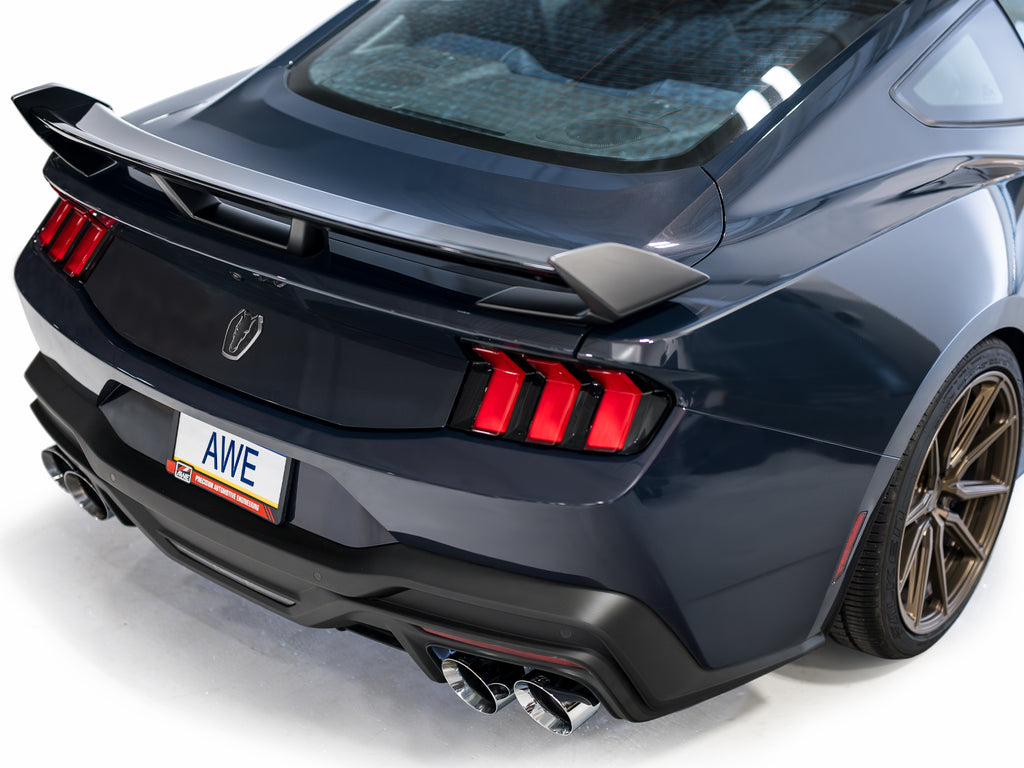 AWE Track Edition Exhaust for S650 Ford Mustang Dark Horse - Quad Chrome Silver Tips