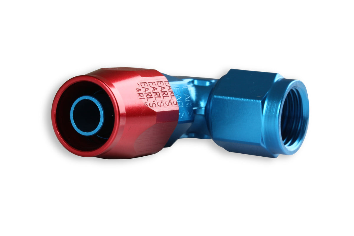 Earls 90 Degree Swivel-Seal® Hose End AN -6 - Red/Blue
