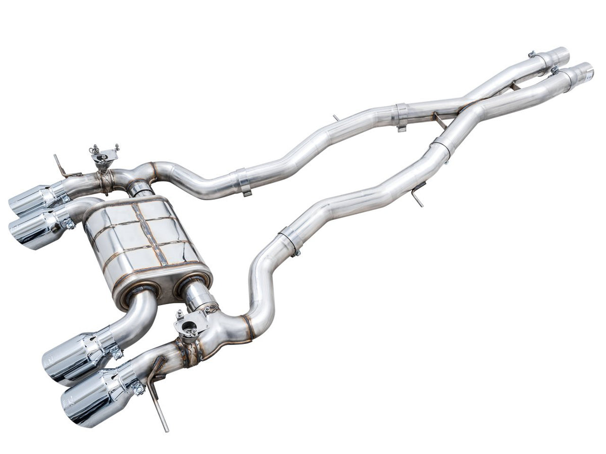 AWE SwitchPath Catback Exhaust for BMW G8X M3/M4 - 4.5" Chrome Silver Tips