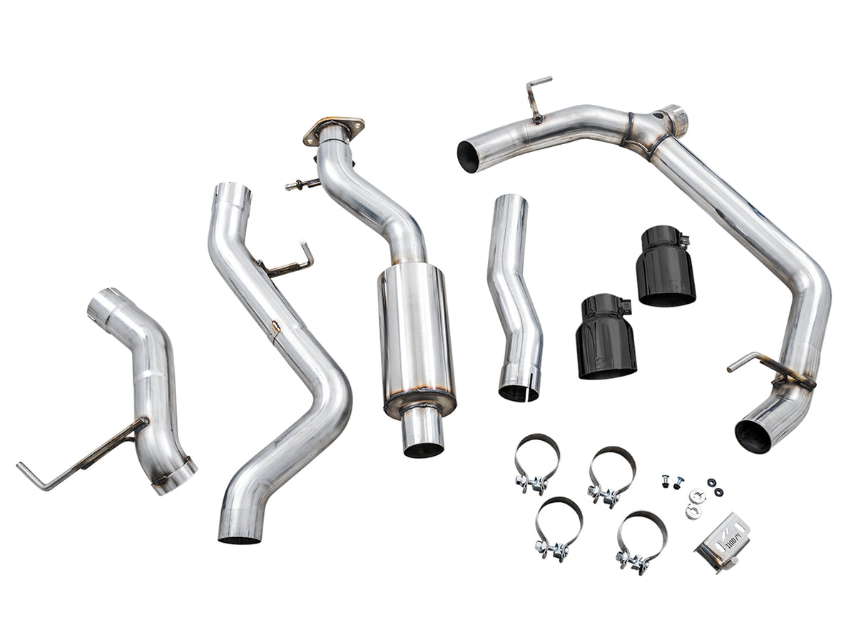 AWE 0FG Catback Exhaust for Ford Bronco with BashGuard™ - Dual 4.5" Diamond Black Tips