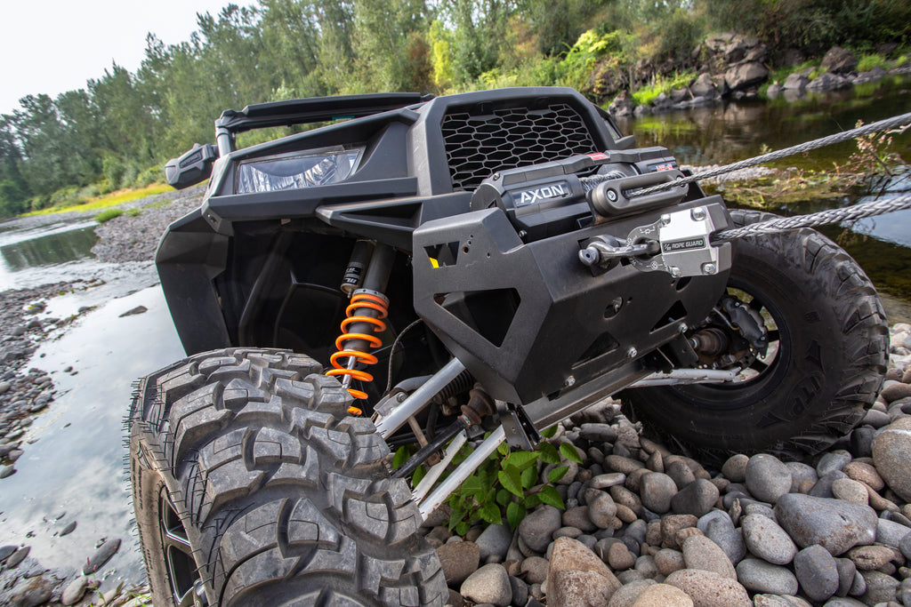 The FlatLink XTV replaces the conventional winch hook on powersports vehicles with a versatile shackle mount and stows neatly against the fairlead