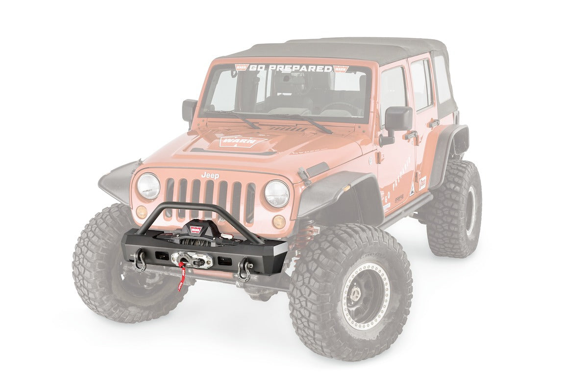 Elite Stubby Front Bumper with Grille Guard Tube for 2007-2018 Jeep Wrangler JK
