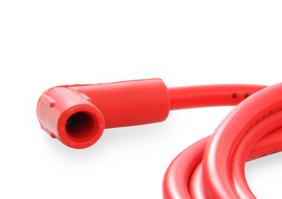 Single Wire Replacement Kit - Straight and 90° Spark plug boots - Universal - Red - Universal Single Wire Replacement Kit, Straight and 90° Spark plug boots, 60 in, 8mm, 500 ohms per ft, Red