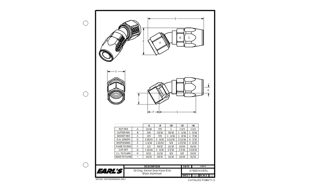 Earls 30 Degree Swivel-Seal® Hose End AN -6 - Black