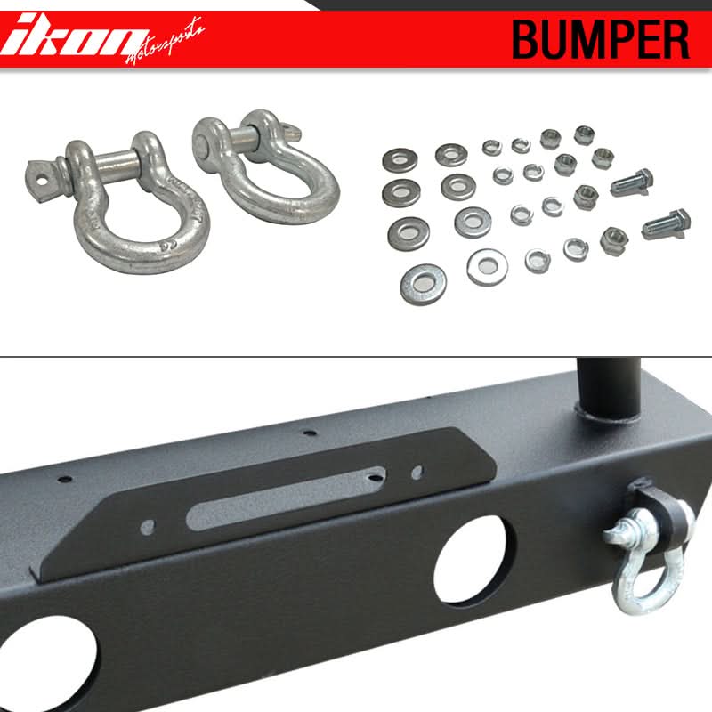 2007-2017 Jeep Wrangler JK Front Bumper Guard Winch Plate Light Steel