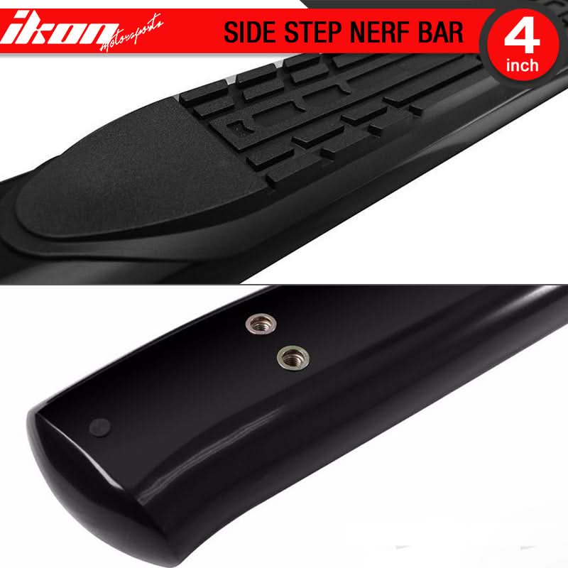Fits 04-08 Ford F150 Super Cab 4in Black Oval Curved Running Boards