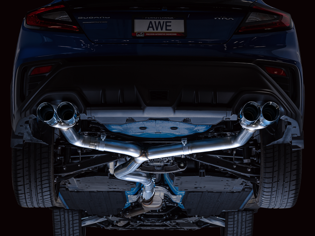 AWE Track Edition Catback Exhaust for VB Subaru WRX - 4" Chrome Silver Tips