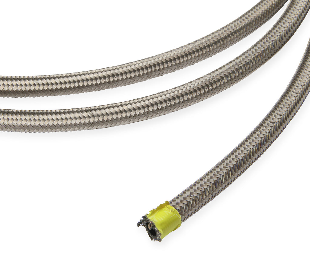 Tough Stainless Steel Wire Braid-Protected Synthetic Rubber Hose. Easy to Cut and Assemble. Accepts Swivel-Seal, Auto Fit & Auto-Crimp Hose Ends.