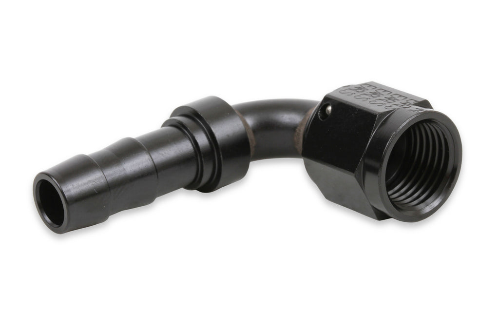 Black Anodized Lightweight Direct Replacement for Brass Push Lock Type Hose Ends.