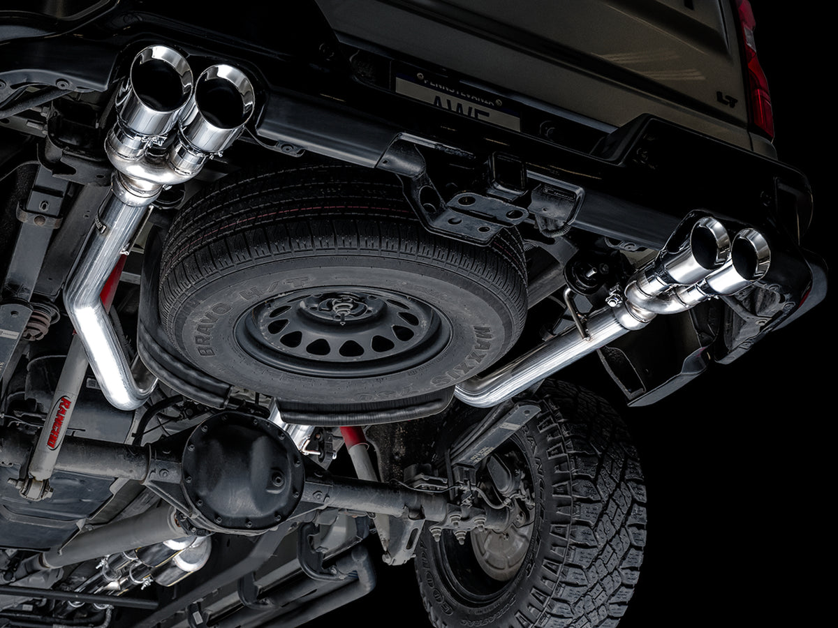 AWE 0FG Catback Exhaust for 4th Gen Silverado/Sierra 1500 6.2L (with bumper cutouts) - 4" Chrome Silver Tips