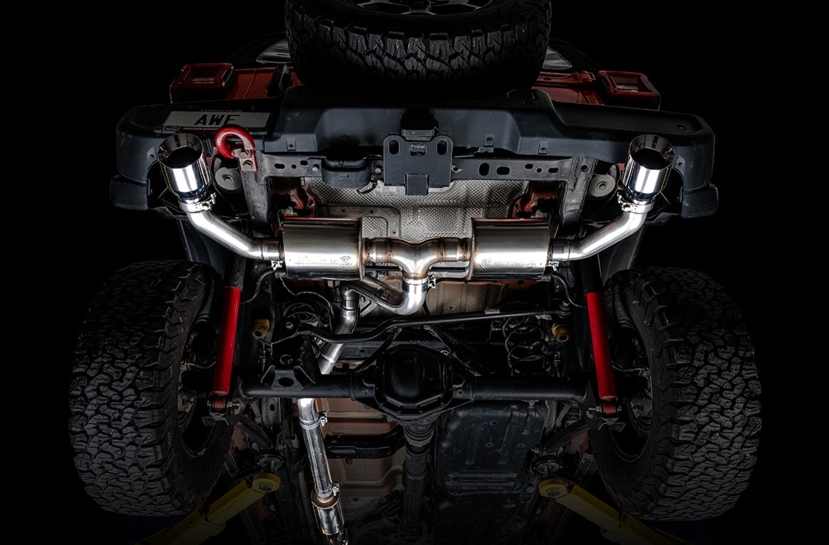 AWE Tread Edition Axleback Dual Exhaust for Jeep JL/JLU 3.6L/2.0T - Chrome Silver Tips