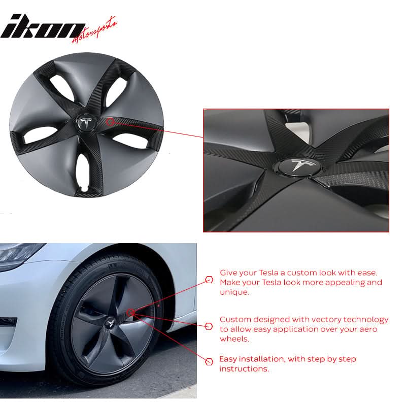 2017-2023 Tesla Model 3 Gloss Black Chrome Delete Vinyl Kit Wheel Rim