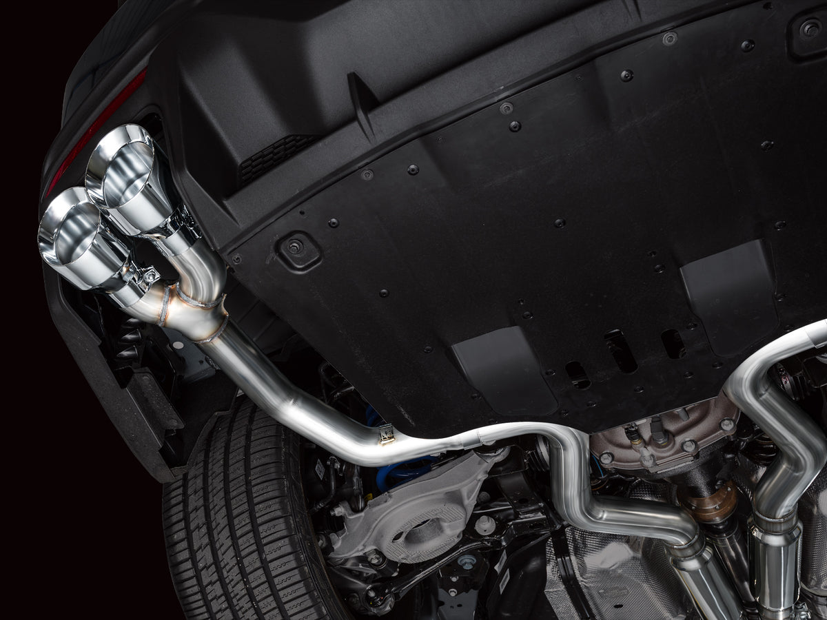 AWE Track Edition Exhaust for S650 Ford Mustang Dark Horse - Quad Chrome Silver Tips