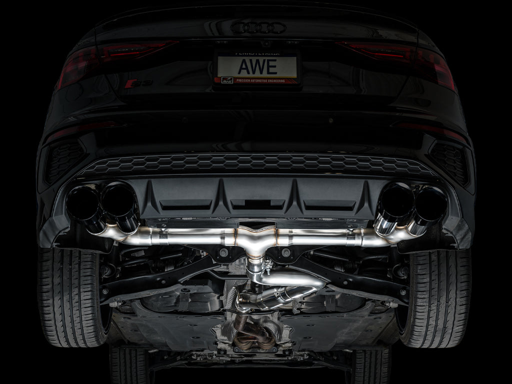 AWE Track Edition Exhaust for Audi 8Y S3 - 4.5" Diamond Black Tips