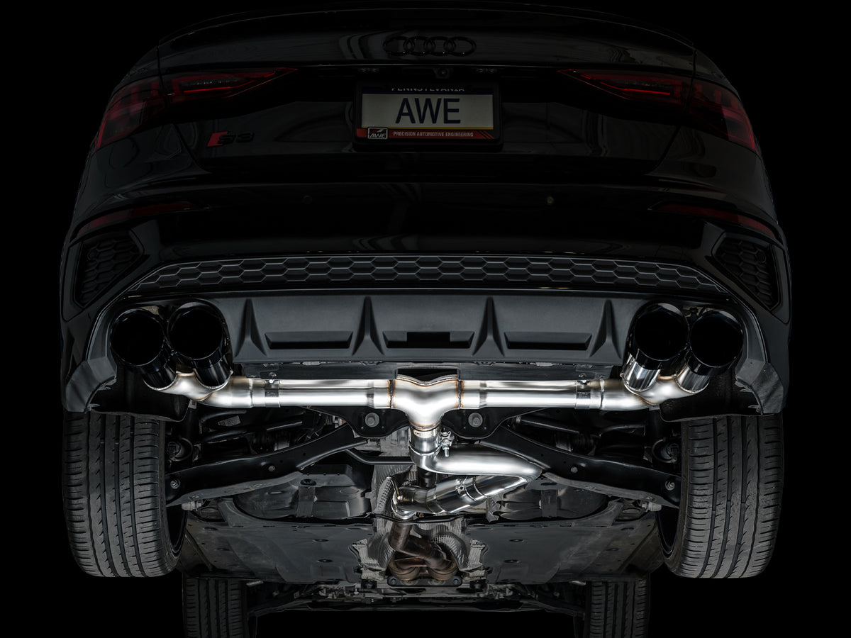 AWE Track Edition Exhaust for Audi 8Y S3 - 4.5" Diamond Black Tips