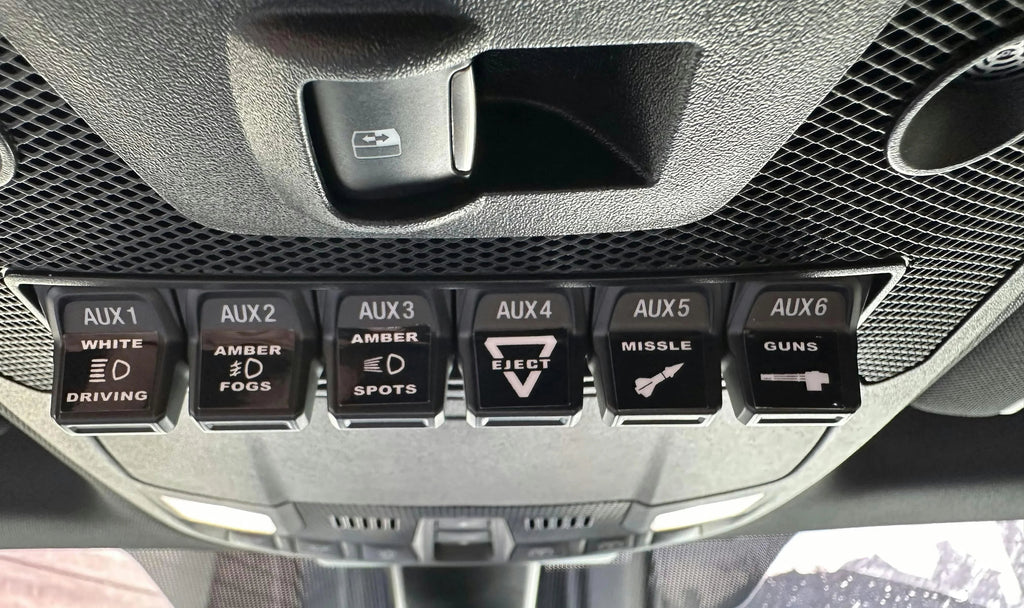 Printed Series Auxiliary Switch Labels (Upfitter) - 2017-2020 F-150 Raptor, 2017-2022 F-250 / F-350 Super Duty / 2024+ Grenadier