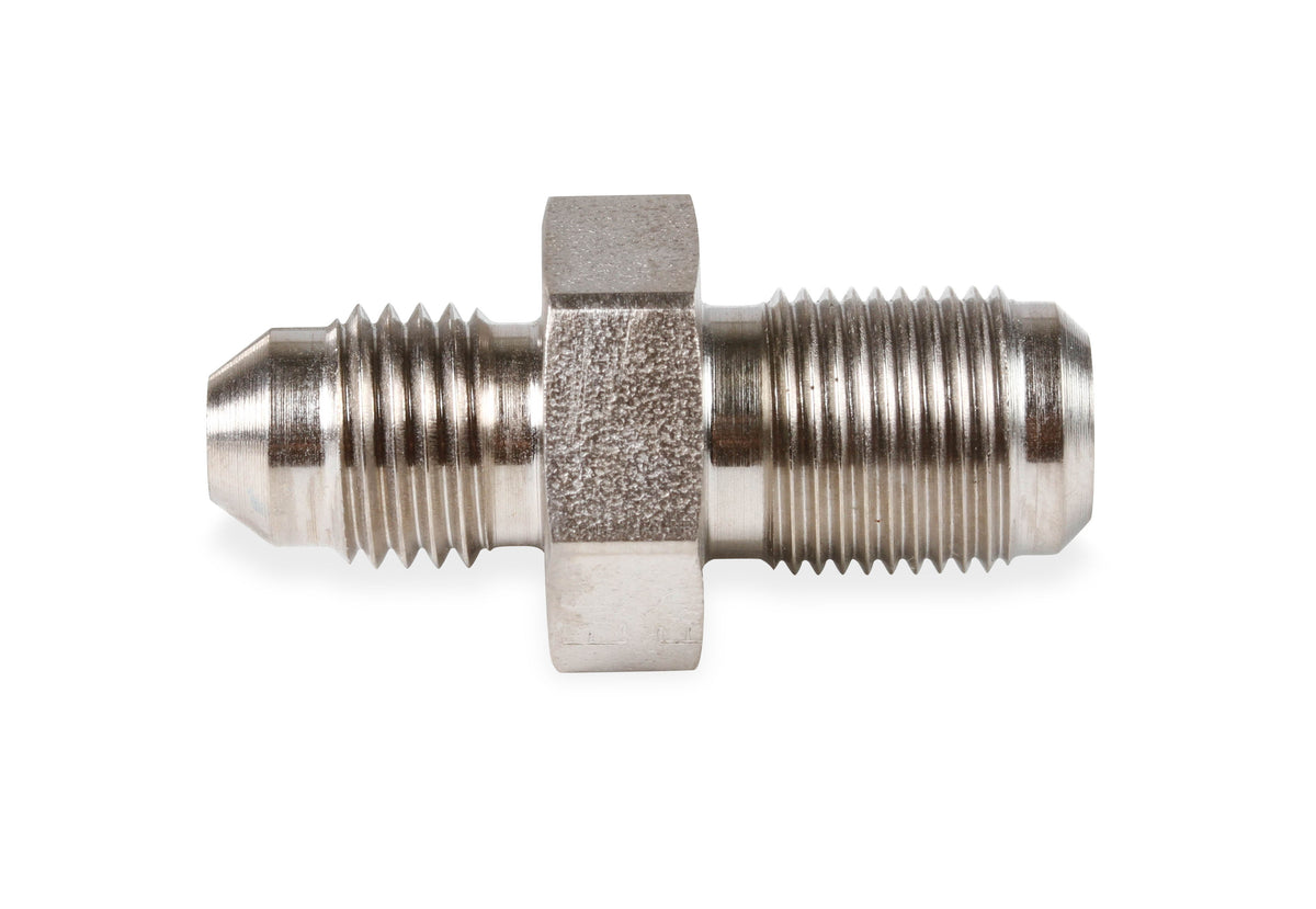 Brake Adapter Thread Size -4 AN To M12x1.00mm Uniflare 2 Per Package Electroless Nickel Plated Steel. Package of 2 pieces.  Uniflare Fittings Fit Both Bubble & Inverted Flare.