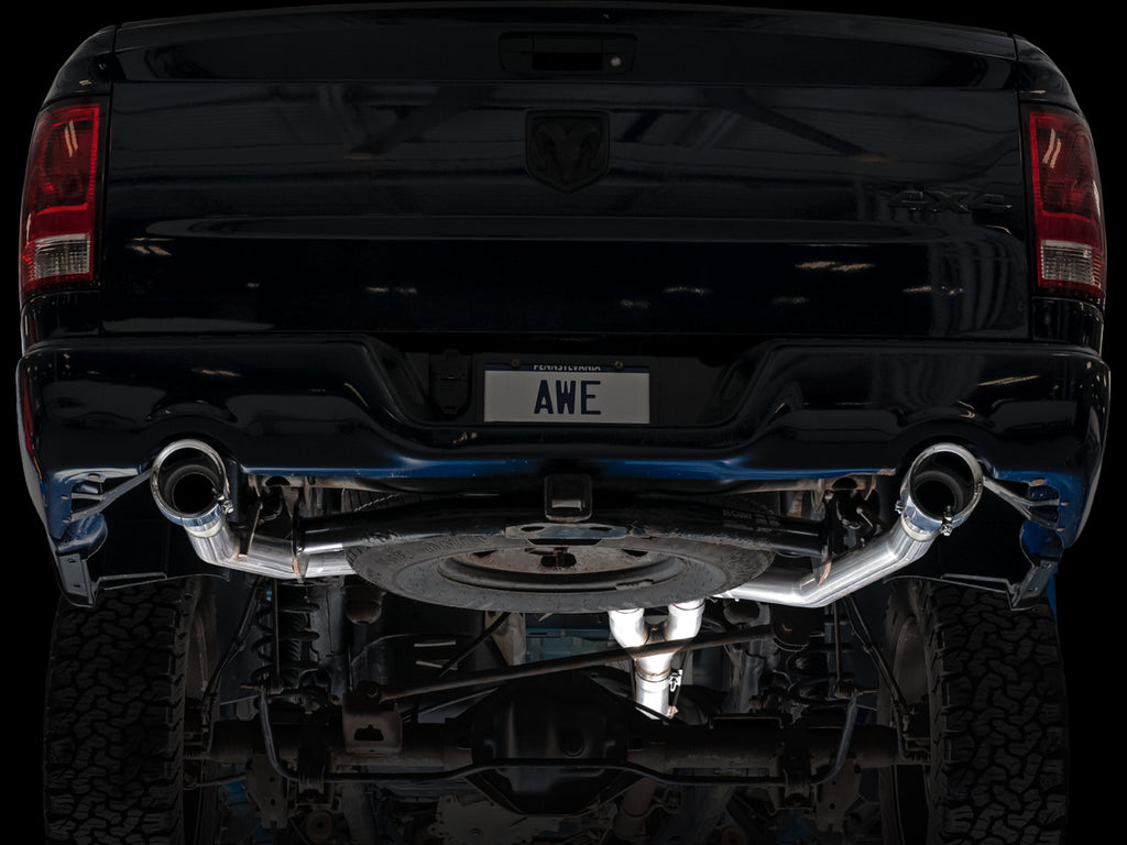 AWE 0FG Dual Rear Exit Catback for 4th Gen RAM 1500 5.7L (with bumper cutouts) - Chrome Silver Tips