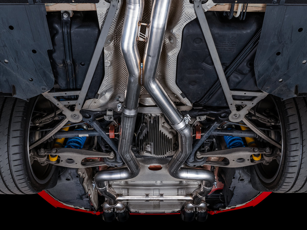 AWE Track Edition Catback Exhaust for BMW F8X M3/M4 - 4" Chrome Silver Tips