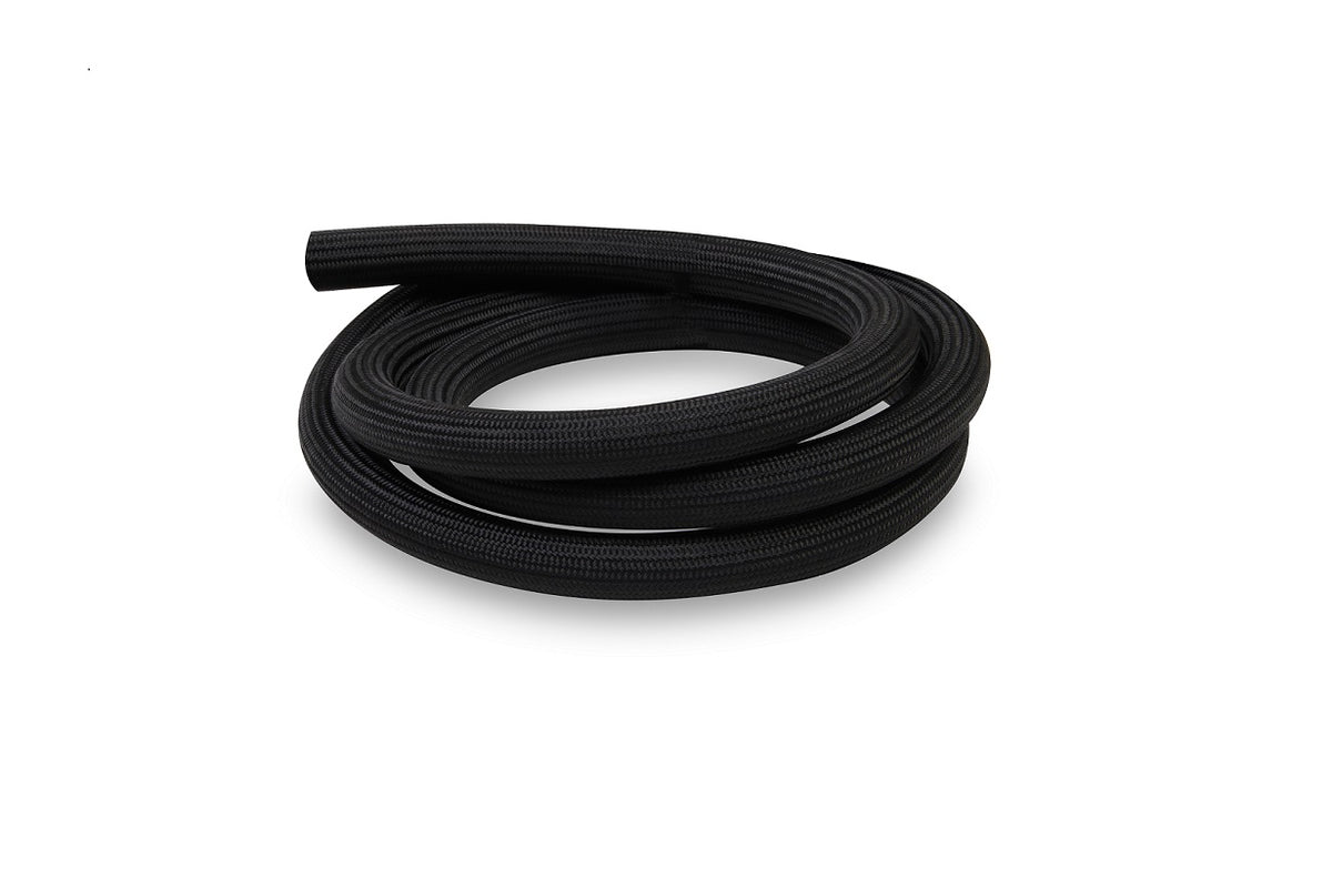 -12 Double-Helix Ribbed PTFE Hose, Black Polyester Braided, 250 PSI, 33FT