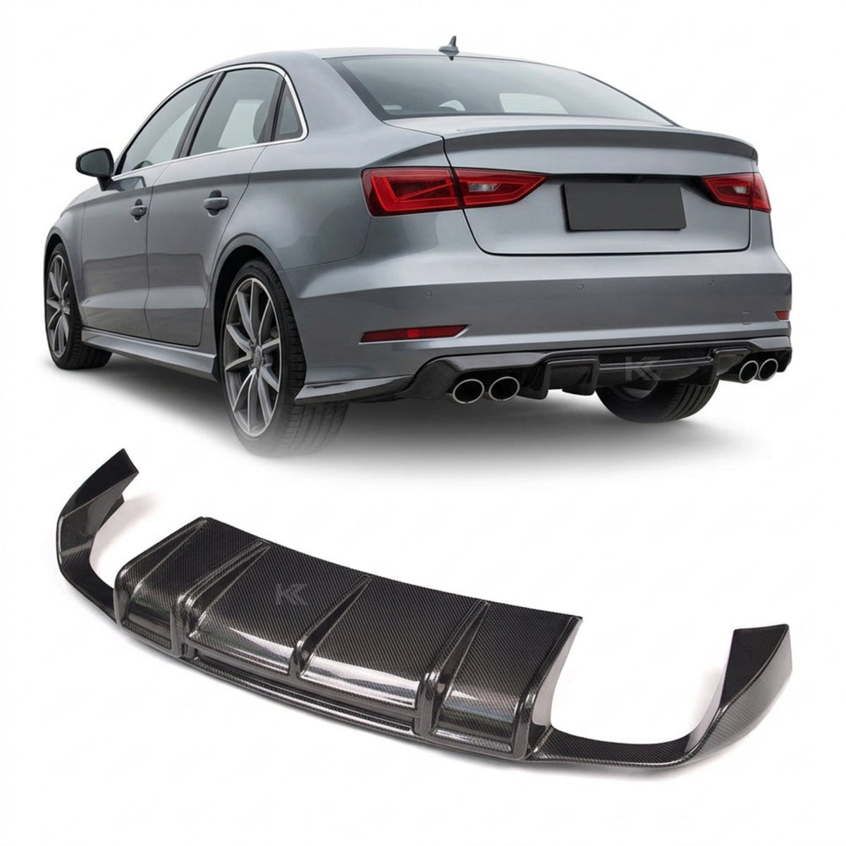 2015–2016 Audi S3 8V Sedan RS Style Rear Bumper Diffuser – Carbon Fiber