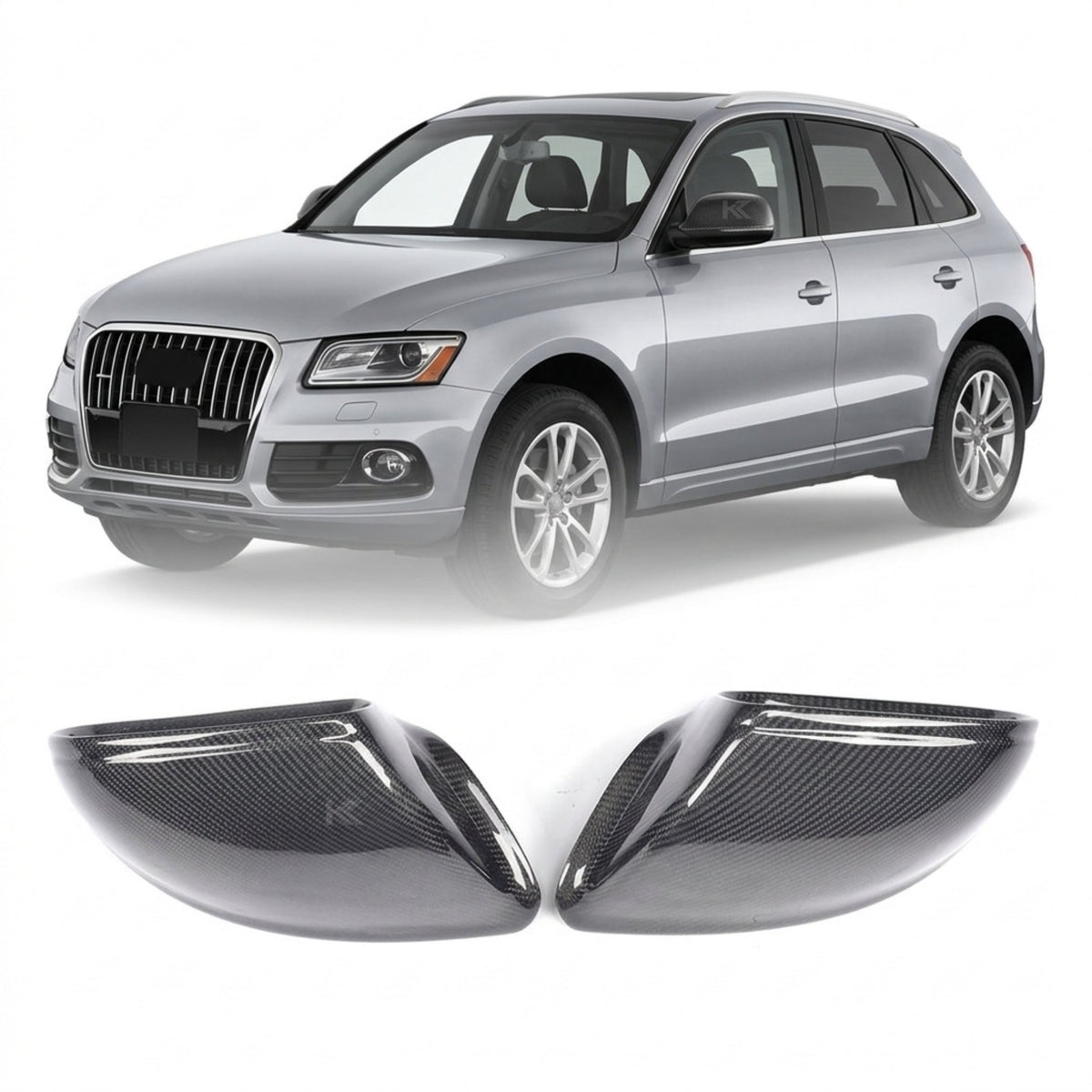 2010–2015 Audi Q5 8R / Q7 4L Side Mirror Caps – Carbon Fiber