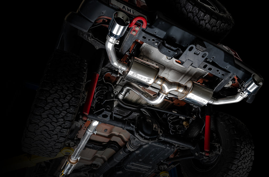 AWE Tread Edition Axleback Dual Exhaust for Jeep JL/JLU 3.6L/2.0T - Chrome Silver Tips