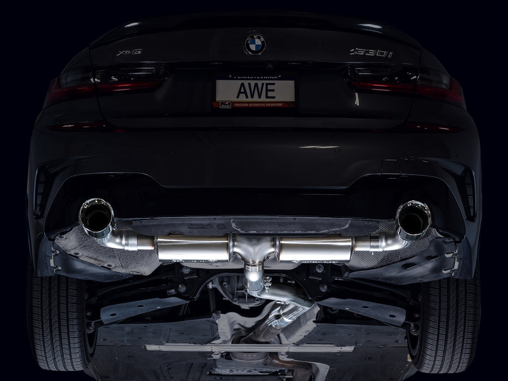 AWE Touring Edition Axleback Exhaust for BMW G2X 330i/430i - 4.5” Chrome Silver Tips