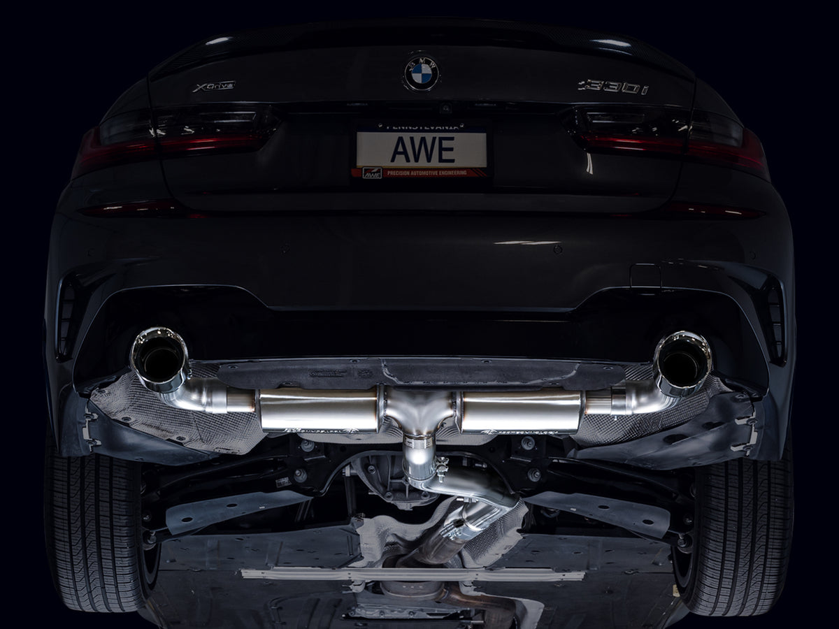 AWE Touring Edition Axleback Exhaust for BMW G2X 330i/430i - 4.5” Chrome Silver Tips