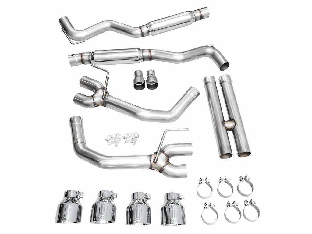 AWE Track Edition Exhaust for S650 Ford Mustang Dark Horse - Quad Chrome Silver Tips